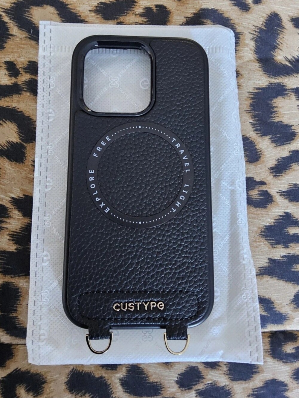CUSTYPE Black Leather-Textured MagSafe Phone Case- For iPhone 16 Pro